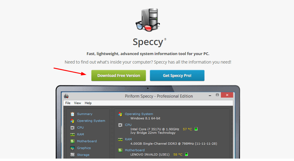 Benchymark Software Speccy