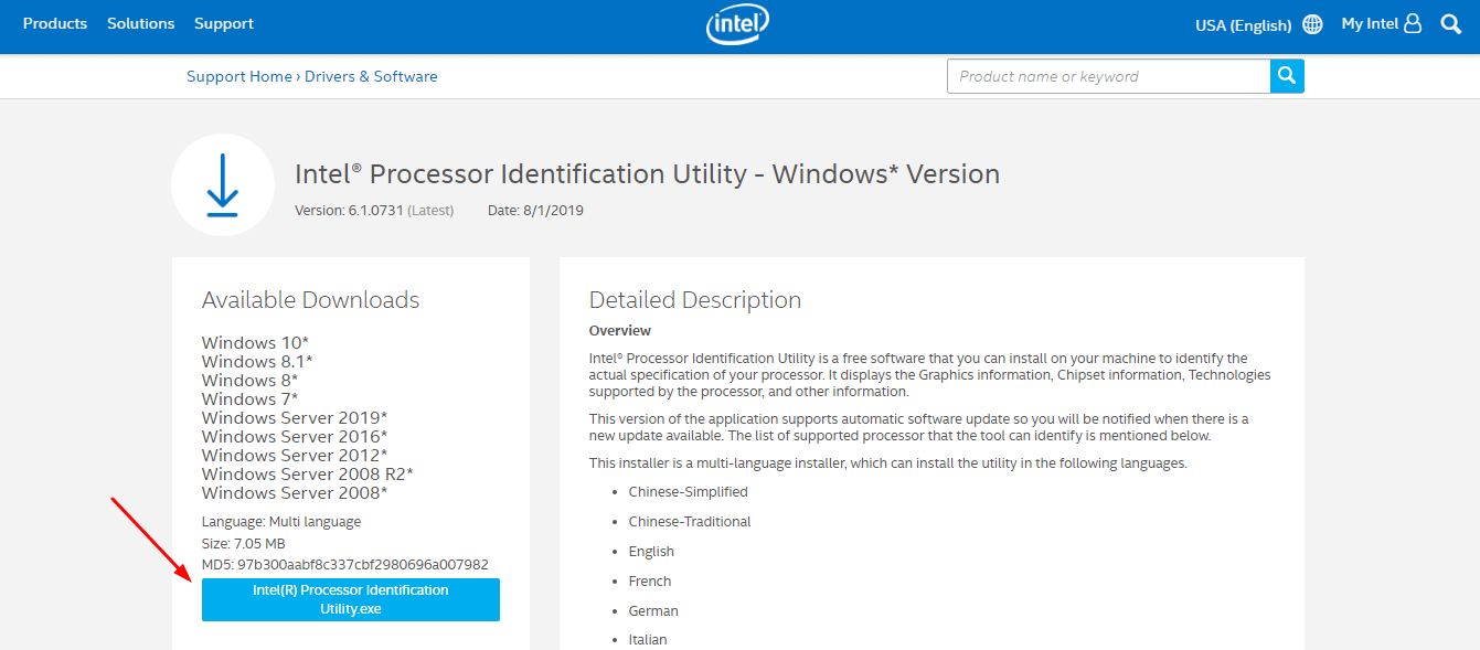 Intel Processor Identification Utility