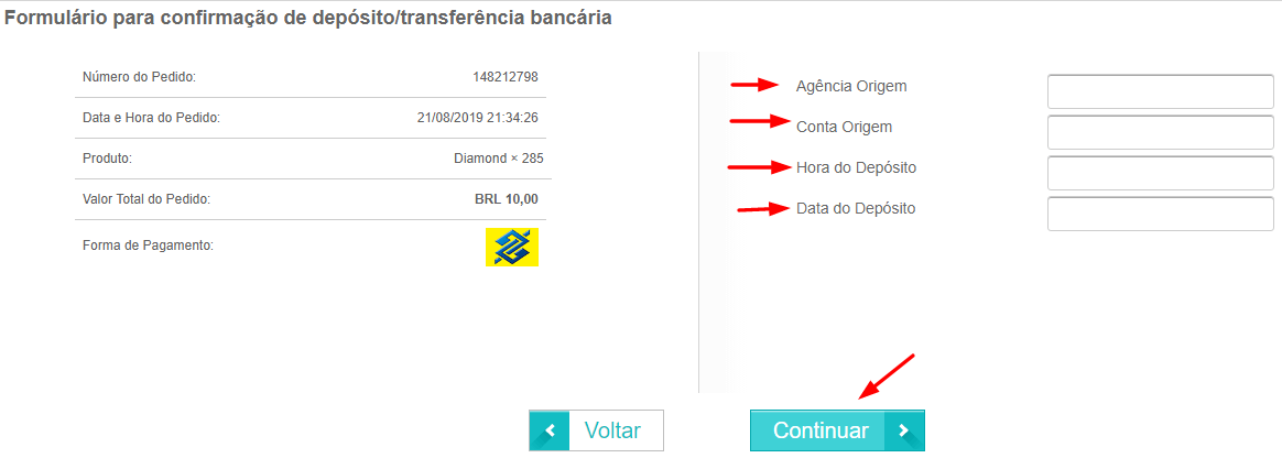 Tutorial - Como Comprar diamantes no Free Fire (Todas as Formas de Pagamento) 7 Formulario Inscricão Diamantes Free Fire