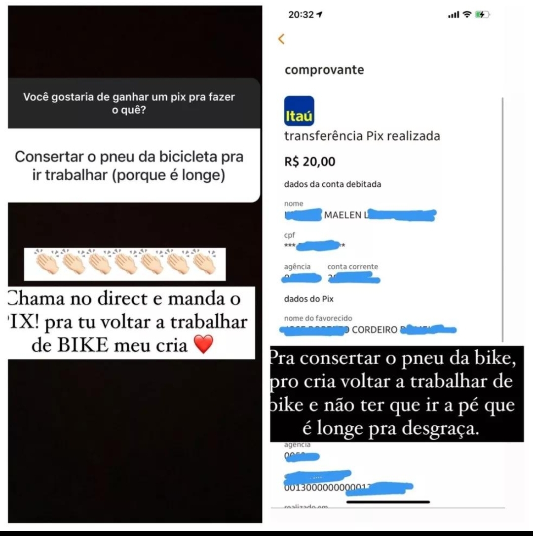 Maellen Realiza PIX Para Fãs 1 Fã Pediu Pix para bike a Maellen