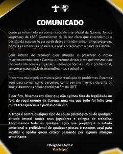 Tropa Solta Comunicado Oficial Sobre a Suspensão da LBFF 1 Comunicado oficial da Tropa sobre suspensão da LBFF
