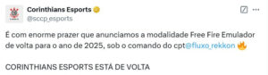 Liderado por Rekkon, Corinthians Esports volta ao emulador 1 Corinthians