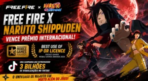 Free Fire x Naruto Shippuden vence prêmio internacional no Pocket Gamer Mobile Games Awards 2026
